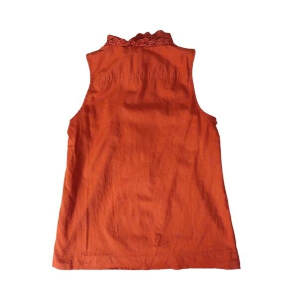 J. Crew Womens Sleeveless Ruffle Eyelet Top 0 Orange Boho Cottagecore Summer - Picture 5 of 6